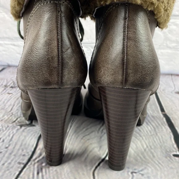 FEEGALICIOUS Brown Lace Up AnkleHigh Heel Bootie - Picture 15 of 17